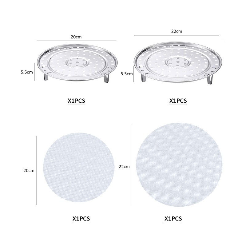 TIMJJG 2 Pieces Stainless Steel Steam Rack, 2 Steam Cloths