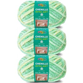 Super Soft and Cozy Chenille Yarn for Crocheting and Knitting -Easy to Crochet with-Bulky #5,3Pack of 3.5oz/93yds -Chunky Plush Yarn for Hand Craft Blanket Ammigurumi (Mint Breeze)