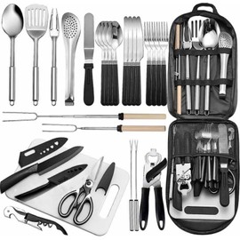 XLRPAT 27-Piece Camping cookware Set, Portable Camping kitchenware Set for Barbecue, Outdoor Cooking, Picnic and Adventure Camping cookware Storage