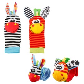 Baby Rattle Toys - 4Pcs Foot Finder and Sock Wrist Rattles