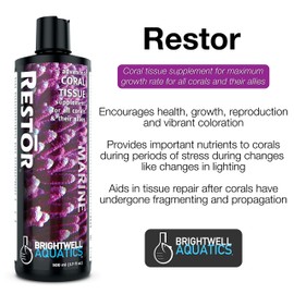 Brightwell Aquatics Restor - Liquid Coral Tissue Nutritional Supplement for Growth