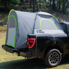JOYTUTUS Truck Tent with Rainfly 5.0Ft, Straight Spacious Truck Bed Tent with Sky View Mesh, Waterproof PU2000mm Double Layer for 2 Person, Gray Green