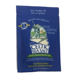 Selina Naturally Celtic Sea Salt Fine Ground, Gluten-Free, Non-GMO, Kosher, Vital Mineral, 1/4 LB