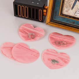 SHIDOW 100 bolsas de regalo en forma de corazón, bolsas de joyería en forma de corazón, bolsas de plástico transparente con forma de corazón, bolsas resellables, lindas bolsas de galletas para dulces