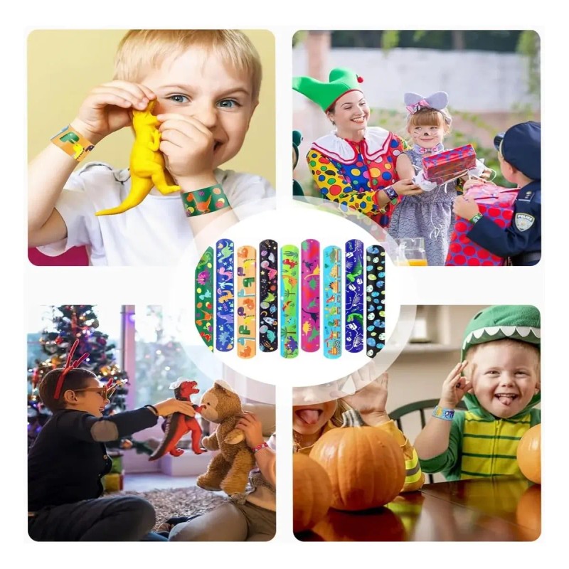 Pulseras De Bofetada Para Niños, 100 Pcs, Pulseras A Presión