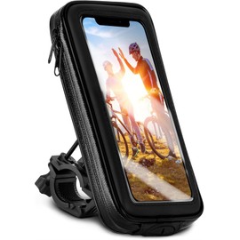 moex Fahrrad Handyhalterung kompatibel mit Umidigi C1 Max - Lenkertasche mit Sichtfenster, neig- und drehbar, Lenker Halterung wasserdicht, Schwarz
