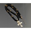 ElisaJewelryArt - Natural Black Onyx Beaded Ankh Cross Pendant Necklace
