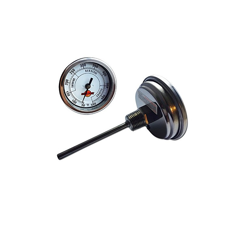 Long Stem Thermometer for Insulated BBQ Smoker Cabinet 3in face