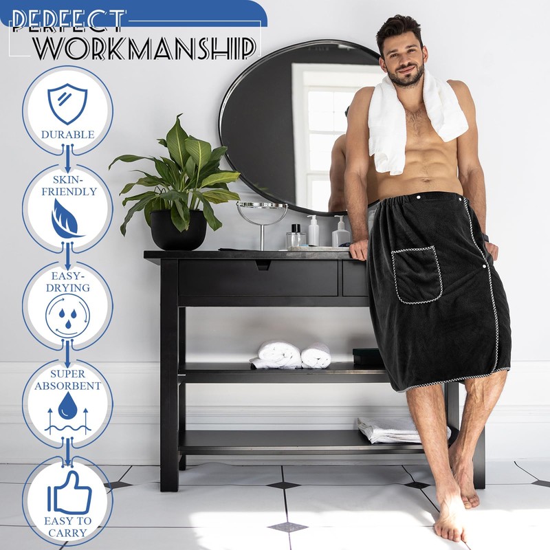 HunnmingRe Sauna Towels for Men Adjustable Quick Drying Bath Towel