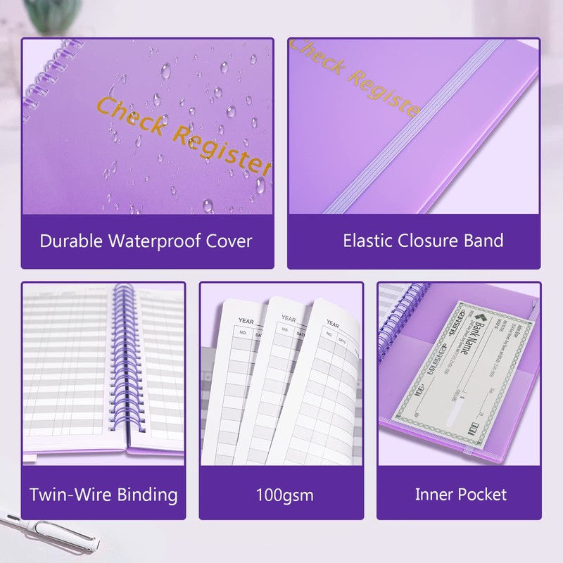 Check Registers for Personal Checkbook, Double Spiral Large Check Register