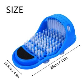 Magic Feet Cleaner, Xfaiz Blue Feet Cleaner Washer Brush Exfoliate Cleaner Bristle Slipper No Bending Foot Massager for Washer Shower Spa Massager Slippers (1),28.5*11.5cm
