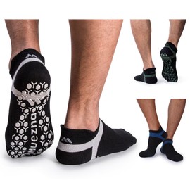 Muezna Men's Non-Slip Yoga Socks, Anti-Skid Pilates, Barre, Bikram Fitness Hospital Slipper Socks with Grips
