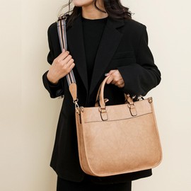 MTENSOT Bolso de mujer,bolso tote con correas tejidas para,Bolsa Tote Impermeable PU Cuero Cruzado,bolso de bolsillo abierto,Bolsa de hombro para mujer,bolso de moda para de gran capacidad (Caqui)