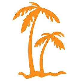 Palm Tree Vinyl Sticker Decals (Pack of 2) for Car Bumper Window Laptop Tablet Phone (4" x 2.8", Orange)