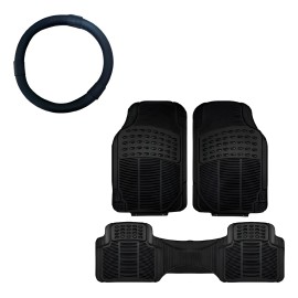 Tapetes 3pz Uso Rudo+cubrevolante Chevy Silverado 1500 2008 Negro