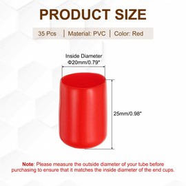 PATIKIL 20mm ID Rubber End Caps, 35 PCS High Temp Rubber Tips Screw Silicone End Caps Flexible Thread Protector for Pipes Screw Blots Tube Fishing Jigs Chair, Red