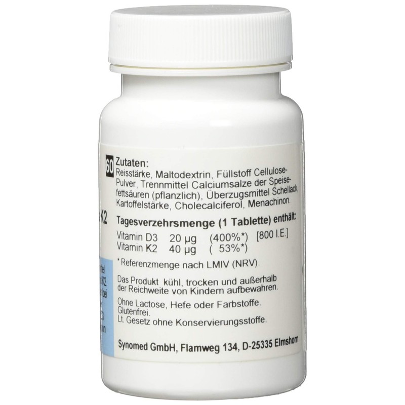 Vitamin D3 plus K2 Tablets, 60 Tablets (25.2 g)