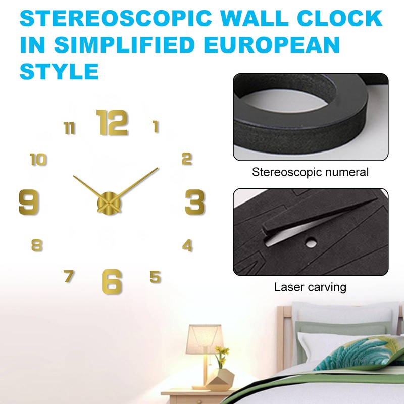 3D DIY Luminous Dial Drill-free Acrylic Frameless Silent Wall Clock