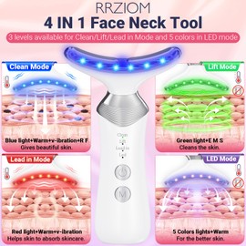 Gesichtsmassagegerät, RRZIOM 5 Farben LED Hals Face Lifting Gerät, EMS Face Massager, Rotlichtlampe Gesicht Massagegerät für Frauen