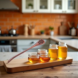 Brown Honey Dippers, Handmade Spoon Stirrer, Long Handle Honey Dipper Mixing Stick, Wooden Honey Dipper, Handmade Honey Drizzler for Kitchen and Dining, Honey Dippers, Servers