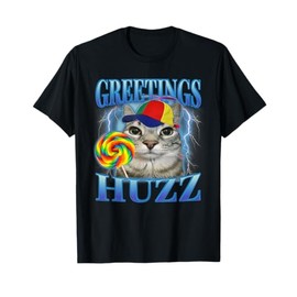 Lollipop Cat Meme Greetings Huzz Funny Silly Cats Brainrot T-Shirt for Men Women Kids