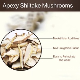Apexy Dried Shiitake Mushroom Slice, 8 oz., Soft Texture, Stemless, Dehydrated and Natural Earthy Flavor, Rich in Proteins and Vitamins (Slice)