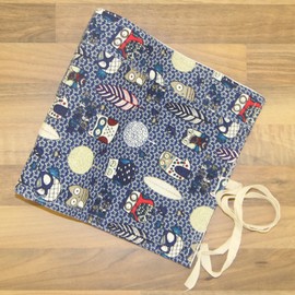Rolling Pencil Case for Colouring Pencils - Owl Blue 36 Pencil Case Pencil Case for Rolling - Pencil Case Brush Roll Made of Canvas and Cotton - Ideal for Travel, School, Office, Art
