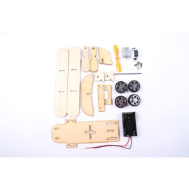 Wooden Moving Building Kit Educational Interactive Science Technology Handmade DIY Kids Toys Challenge Tackle (Electric Taxing Aircraft)