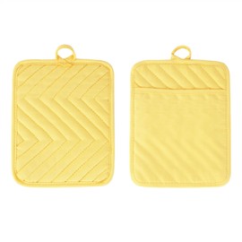 Anyi Pot Holders and Oven Mitts 7" X 9" Heat Resistant Cotton Pocket Pot Holder Set Feature of Non Slip Kitchen Hot Pad Oven Mitts, 3-Pack (Aspen Gold)