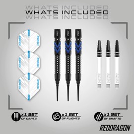 RED DRAGON Gerwyn Price Blue Ice SE 26 gram - Tungsten Professional Darts Set with Flights and Nitrotech Shafts (Stems)