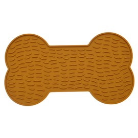 Large Lick Mat for Dogs, DOOGUES Slow Feeder Mat for Anxiety Relief, Non-Slip Suction Cups, Easy to Spread with Peanut Butter, Yoghurt, or Treats, Suitable for Medium to Large Dogs, Bone (Mustard)