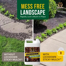Lockdown Sticky Mulch Glue for Landscaping (2.5 Gallon) - Lasts Up to 2 Years, Non-Toxic, Ultra Concentrated Landscape Binder - Strong Mulch and Rock Glue for Landscaping Pea Gravel, Pine Straw & More