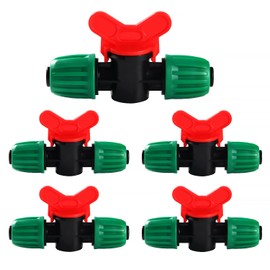 VooGenzek 5 pieces 16 mm drip irrigation switch valve, drip irrigation shut-off valve, irrigation hose spiked closure valves, drip irrigation valve for 16 mm hose, green