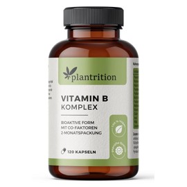 plantrition Vitamin B Complex High Dose Vegan - All Eight B Vitamins - With Quatrefolic - B1, B2, B3, B5, B6, B12, D-Biotin & Folic Acid 120 Capsules - Packaging May Vary