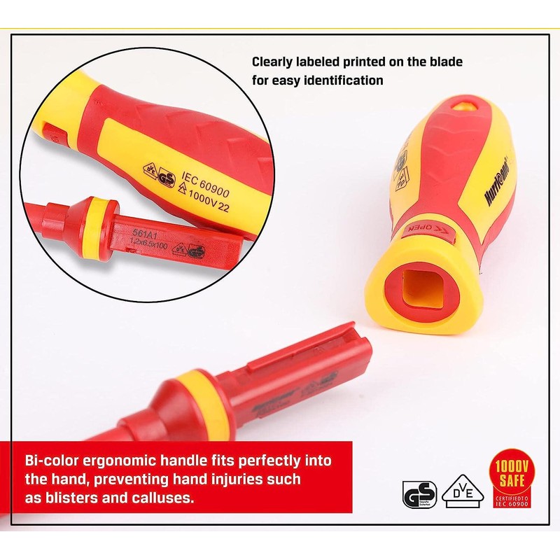 Geevorks 13-Piece Insulated Screwdriver Set Including Voltage Tester, TPR Handle,