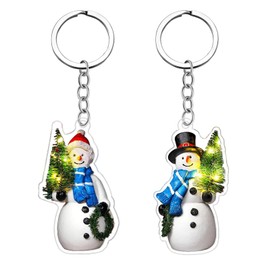 FAFQBING Snowman Christmas Keychain Gifts 2PCS Acrylic Snowman Keychain for Teen Girls Boys Best Christmas Decorations Winter Snowman Decor for Women Men Unique Winter Accessories
