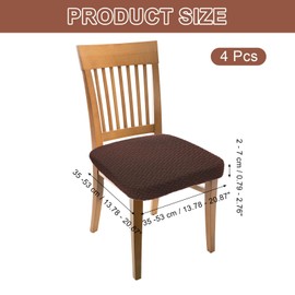 sourcing map 4Pcs Chair Seat Covers, Chair Cushion Slipcovers, Waterproof Seat Protector for Dining Room, Kitchen, Bedroom, Brown