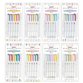 Zebra Mildliner Soft Color Double-Sided Highlighter Pens 40 Full Color Assorted with Sarasa Clip Pen Black 0.5mm and Original Vinyl Pen Case