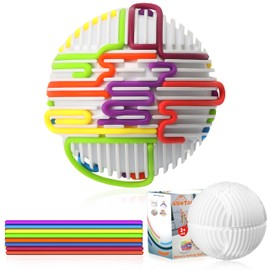 Sensory Activity Board Upgraded- 3D Sensory Activity Ball,Stress Relief Toy,Silicone Fidget Toy for Stress Relief,Anxiety,Autism,ADHD,Kids 3+ & Adults,with Travel Storage Bag & 16 Strings (White)