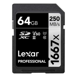 Original Lexar 1667x V60 250MB/s Flash Memory sd cards 64gb 128GB UHS-II U3 Card high speed 256GB SDXC For 3D 4K HD video (64GB)