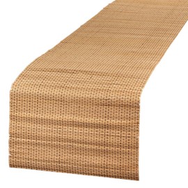 BambooMN Natural Brown String Bamboo Slat Table Runner, Home Décor, 13" x 70" - 1 Piece