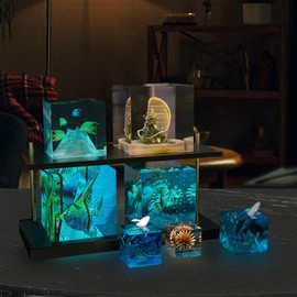 Rolin Roly 5PCS Cube Resin Molds Square Silicone Mold Geometry Epoxy Casting Mould 3D Clear Casting Moulds DIY for Jewelry Craft Art Making Home Decoration