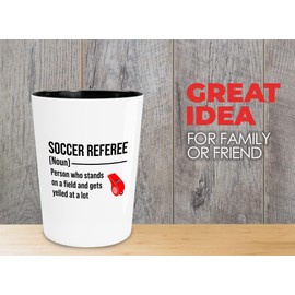 Referee Shot Glass 1.5oz - Soccer referee definition - Umpire asisstant linesman mediator supporter arbiter adjudicator