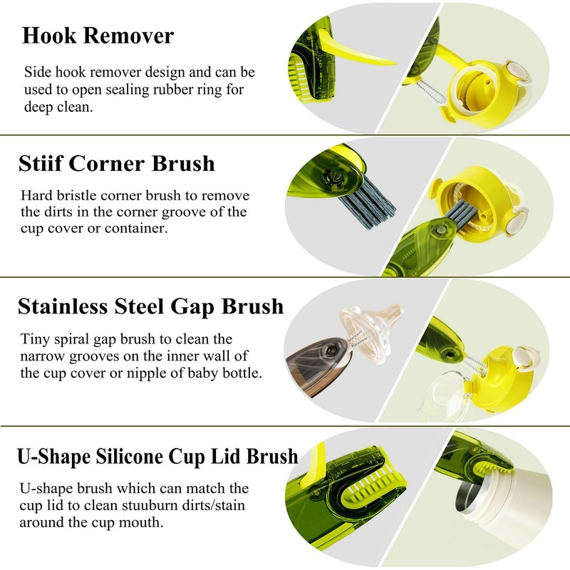 CraftinAround 4 in 1 Multifunctional Cup Lid Cleaning Brush Set,