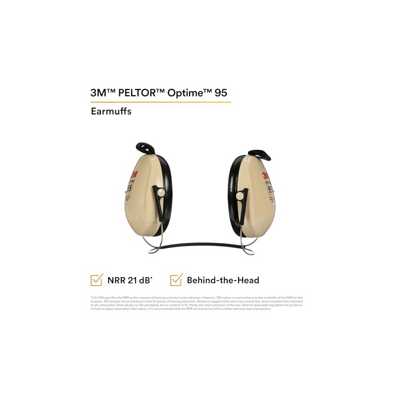 3M PELTOR Protección Auditiva Optime 95 Orejeras, Copas Ajustables, Compatible