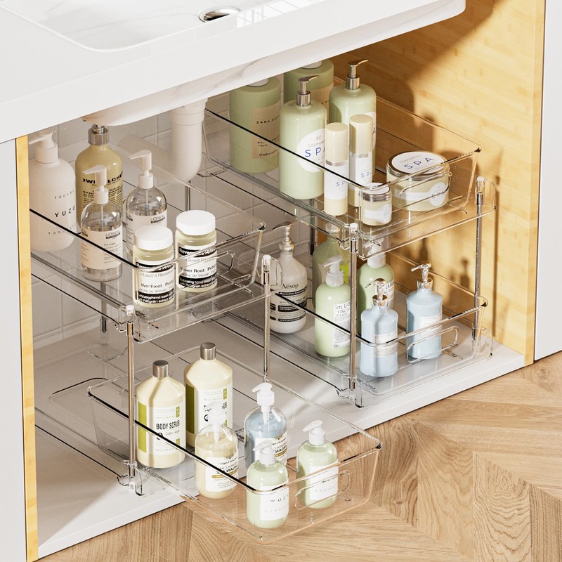Vtopmart Vtopmart 2 Tier Bathroom Storage Organizer, 2 Pack Clear