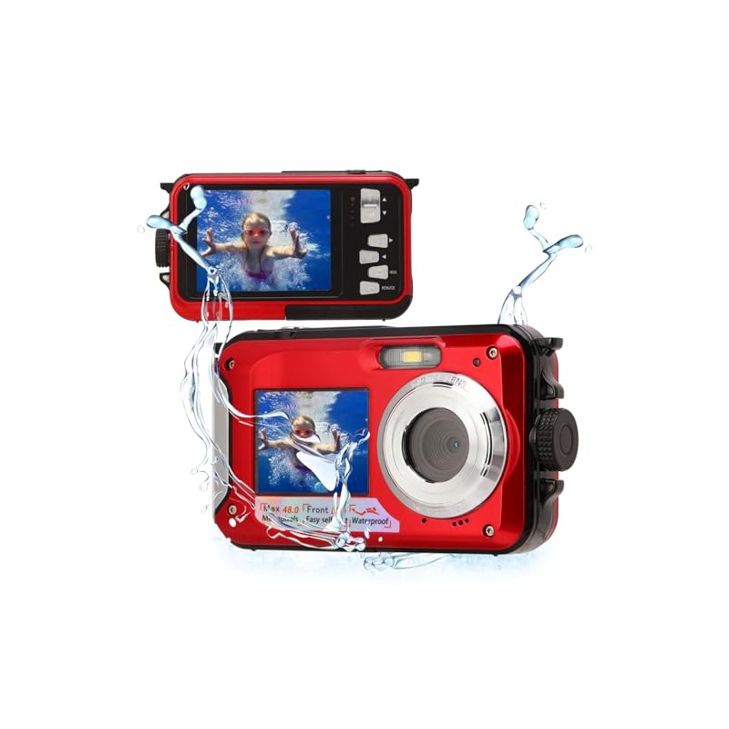 Waterproof Digital Camera, Full HD 2.7K 48MP 10ft Waterproof Underwater