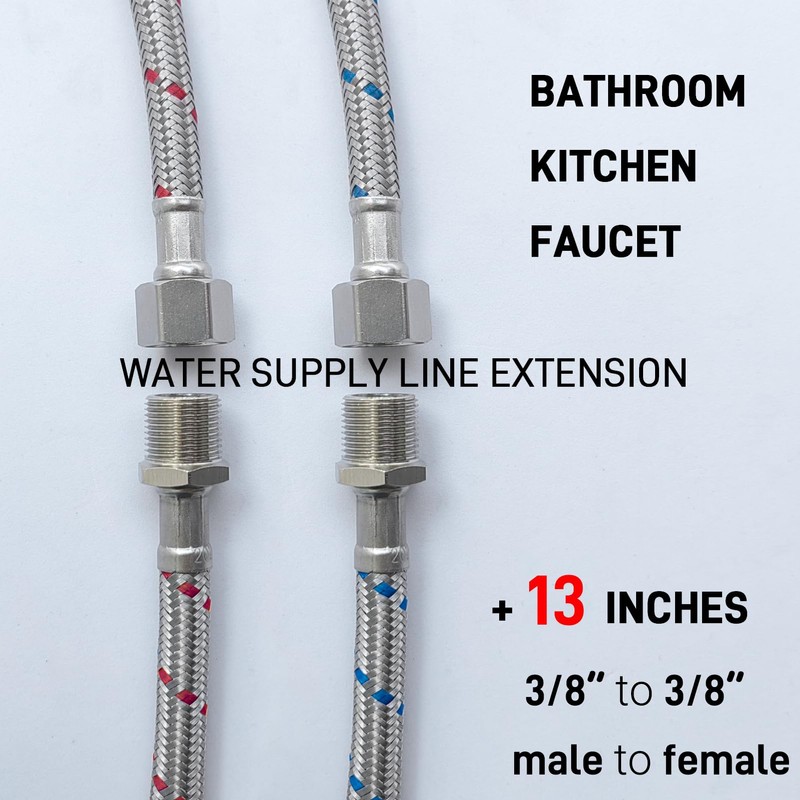 Faucet Water Supply Line Extension 3/8“ M-F Hose Extender, 13