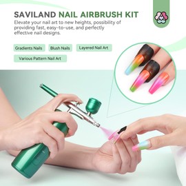 SAVILAND Airbrush for Nails Kit: Professional Cordless AirBrush Kit Portable Fast DIY Makeup Gel Nail Polish Nail Supplies for Nail Decorating French Nail Painting Nail Art Nail Tech Must Have