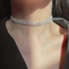 JONKY Silver Diamond Choker Necklace Sparkly Rhinestone Jewelry for Women
